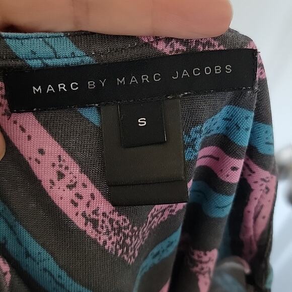 Marc By Marc Jacobs Silk Blend Chevron Pleated Dress, S - Picture 7 of 8